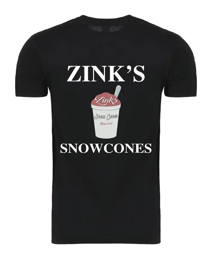 Black Zink's Snowcones t-shirt with the cup logo